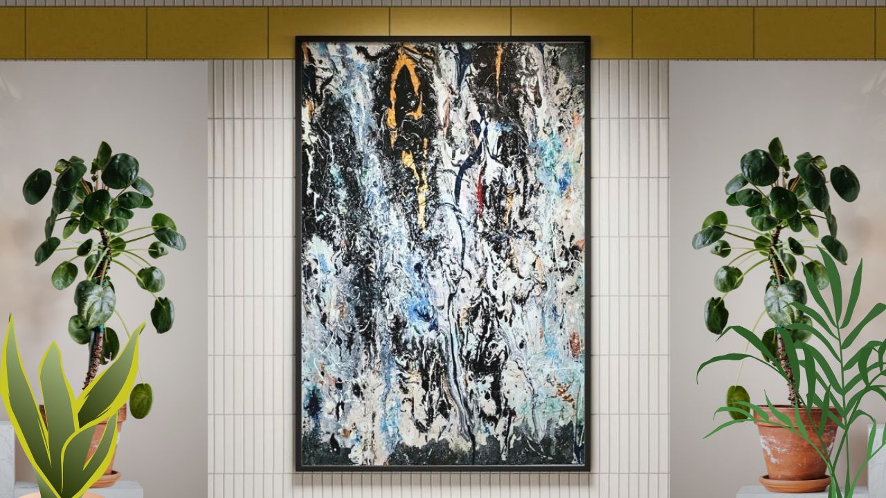 Red Sliver Poppy, mixed media art, Red White Black & Blue, collage art, emerging artist